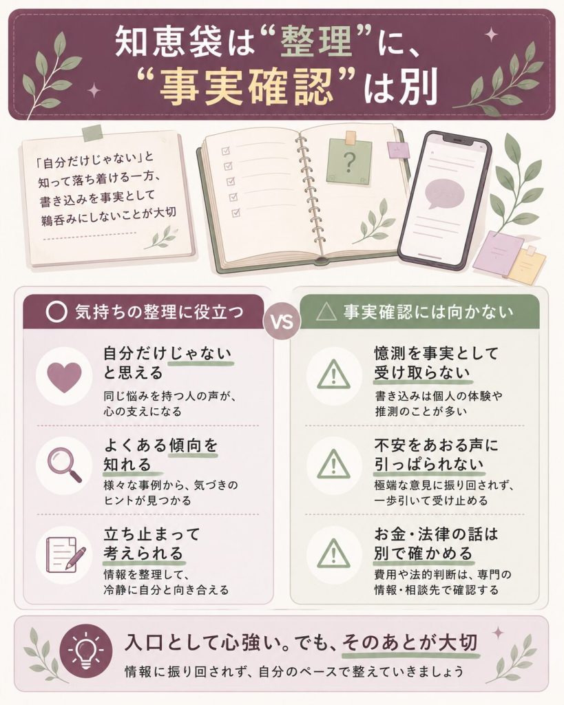 知恵袋との付き合い方を整理した対比図