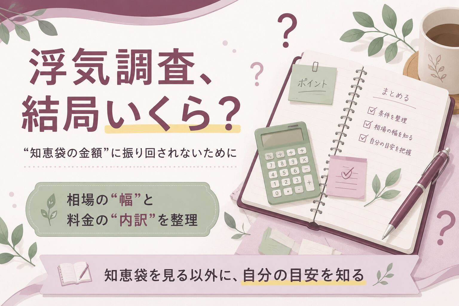 浮気調査の料金の全体像を示すアイキャッチ図
