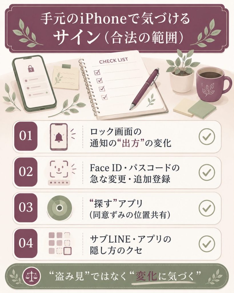 iPhoneで合法的に気づけるサイン4チェック