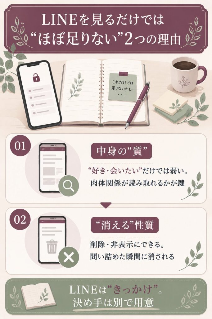 LINEだけでは証拠に足りない理由の図