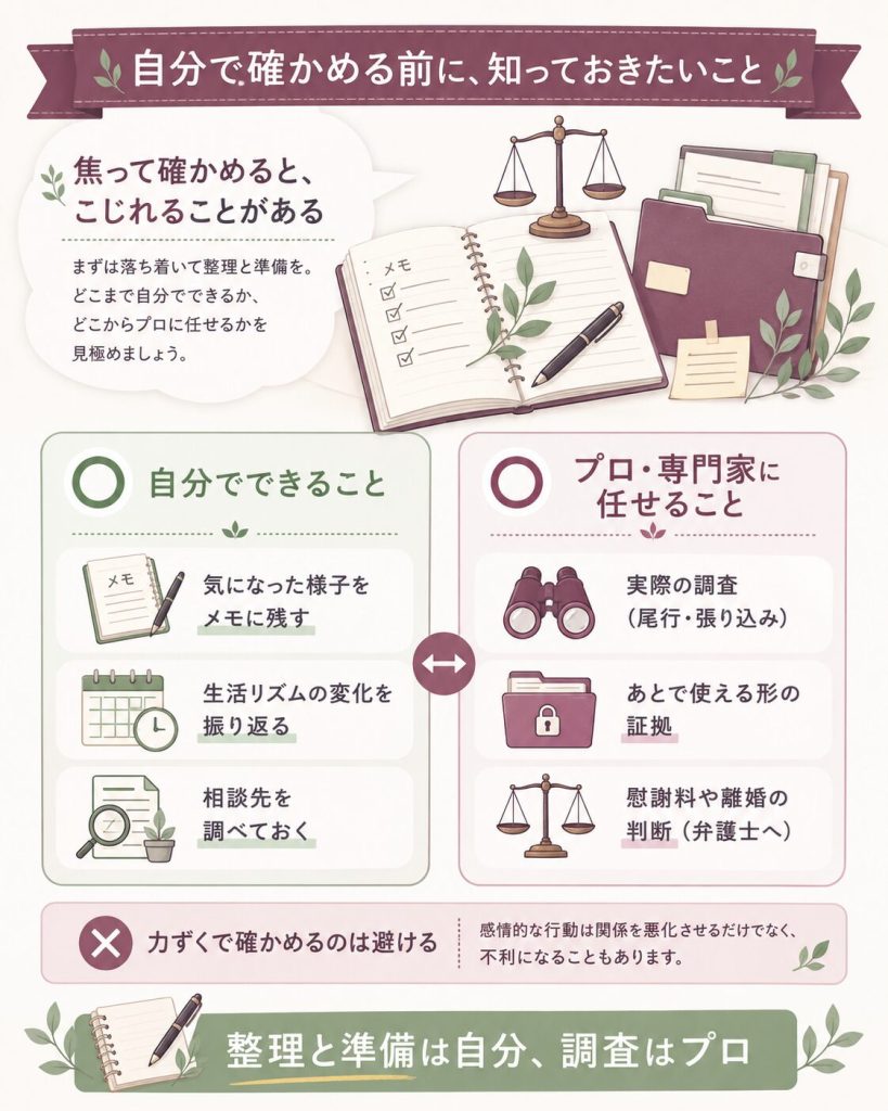 浮気を自分で確かめる前に知りたい線引きの図