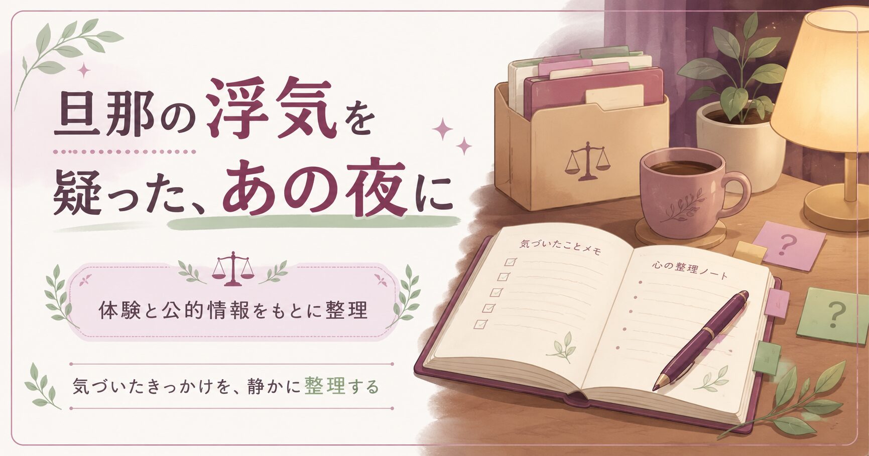 旦那の浮気を疑った夜に気づいたきっかけを整理する図