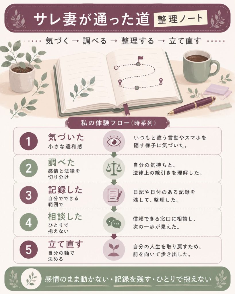 気づきから立て直しまでの体験整理ノートの図