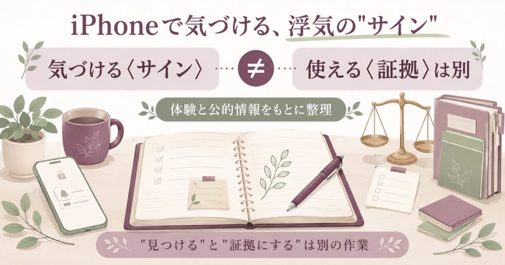 iPhoneで気づくサインと証拠の違いを示す図