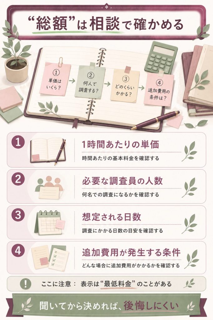 無料相談で確認したい料金項目の一覧図